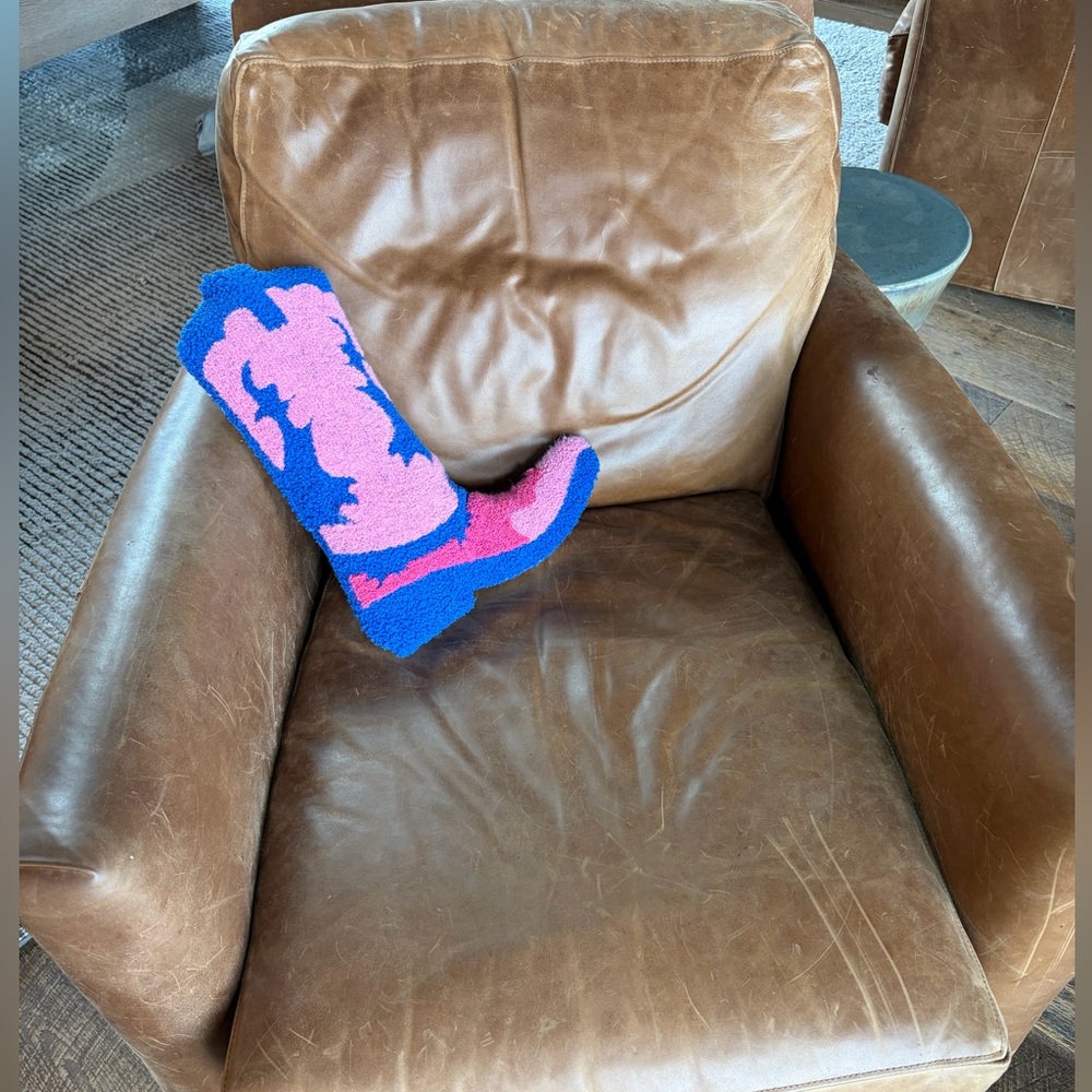 Tufted Western Boot Throw Pillow Pink Blue Boho Cowgirl Decor